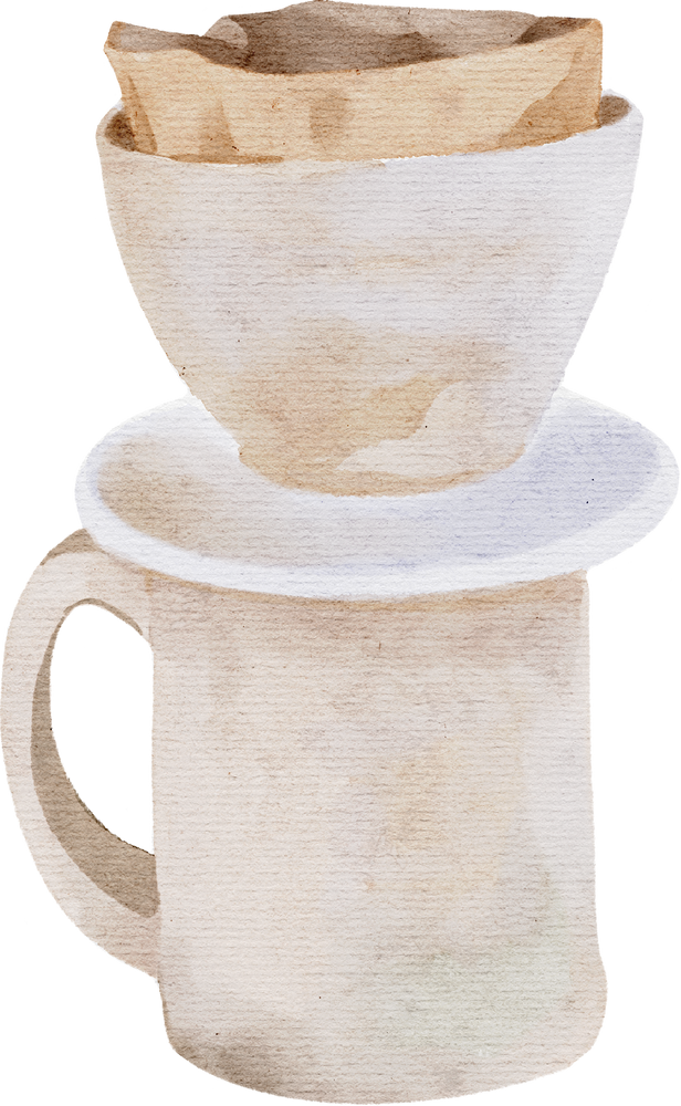 Mug and pour over set watercolor illustration